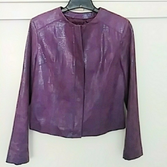 Purple Suede VINTAGE PELLE Moto Jacket -Leather Jacket - Picture 4 of 8
